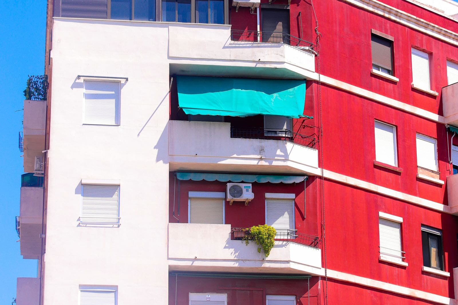 A residential apartment block with balconies in Spain