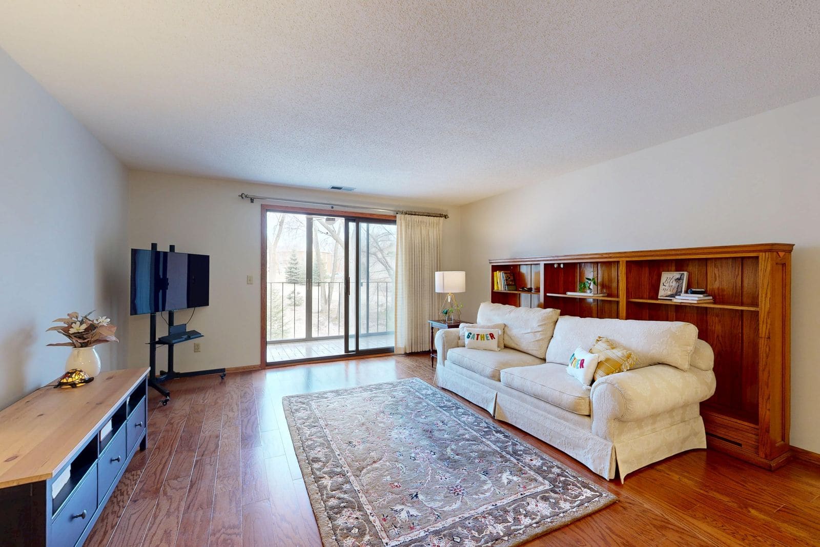 A bright living room in a rental apartment