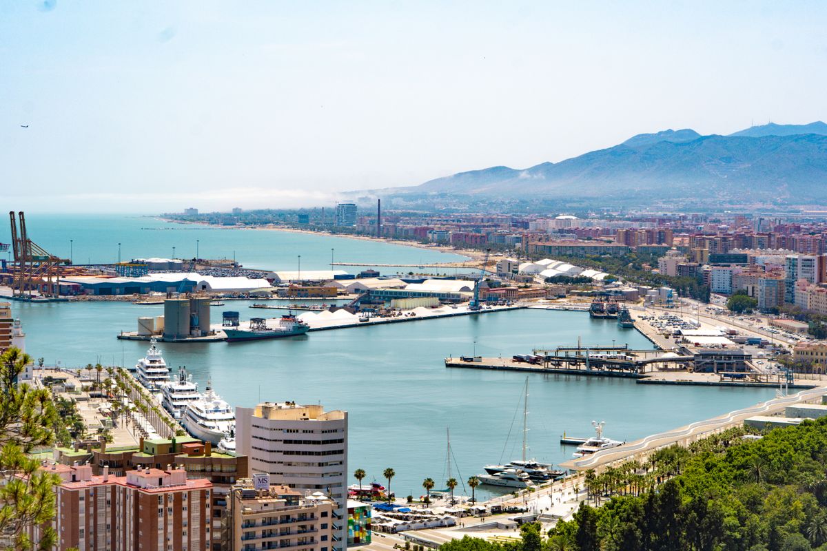 The commercial port and waterfront of Malaga