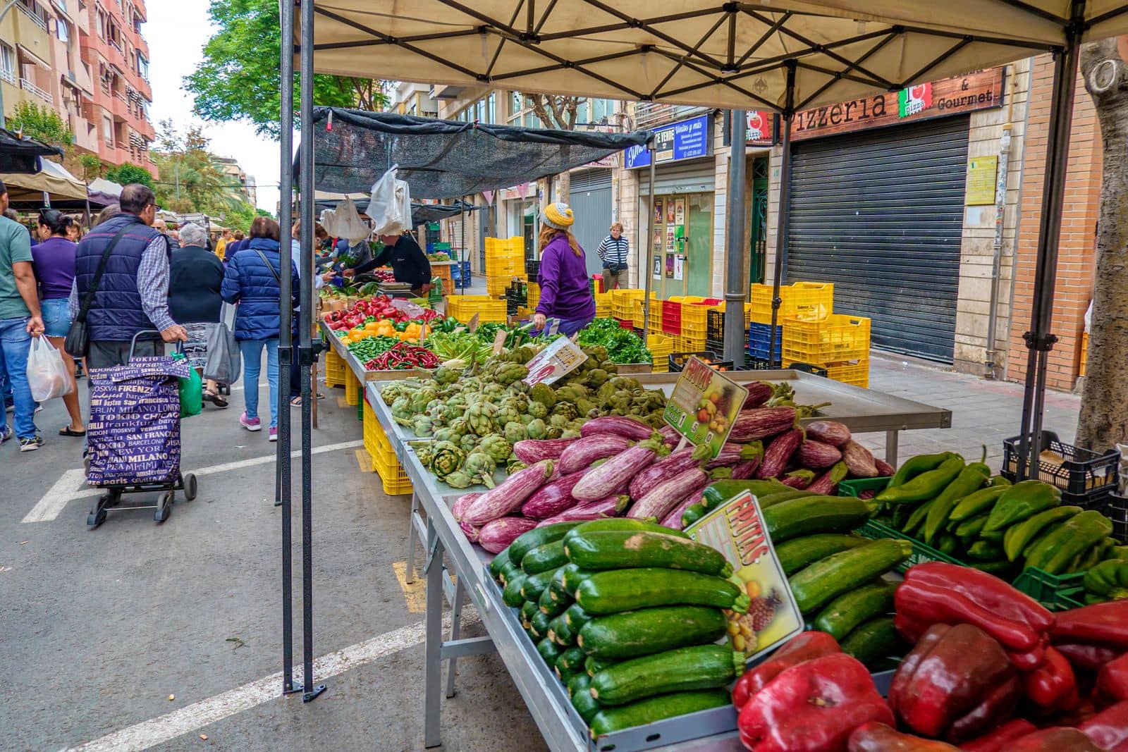 Fresh vegetables on a street market stall