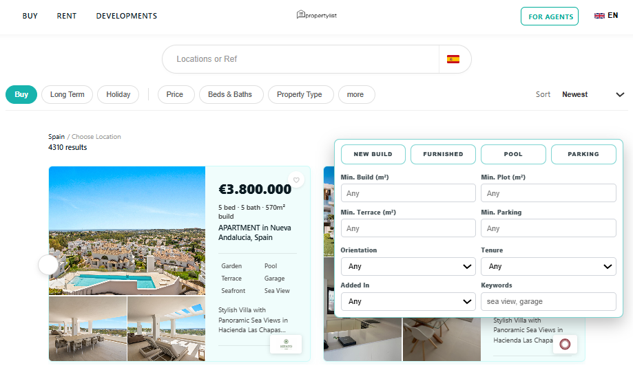 Advanced search filters