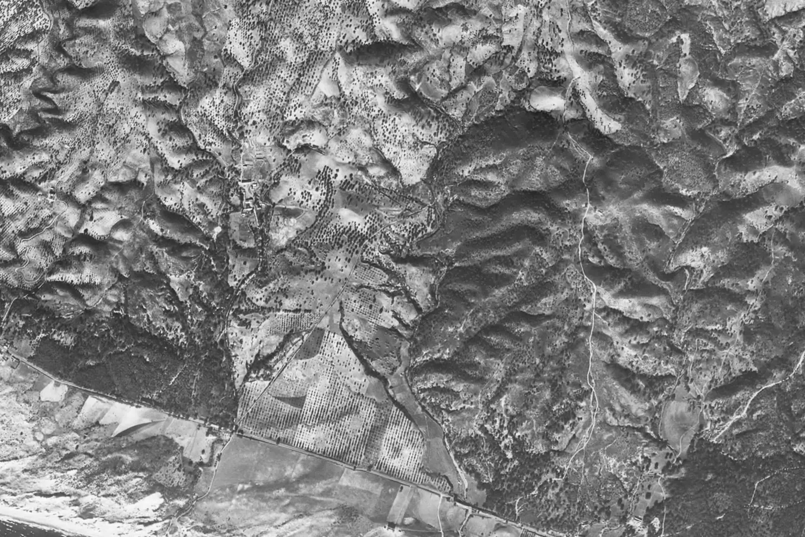 Las Chapas desde el aire en 1956