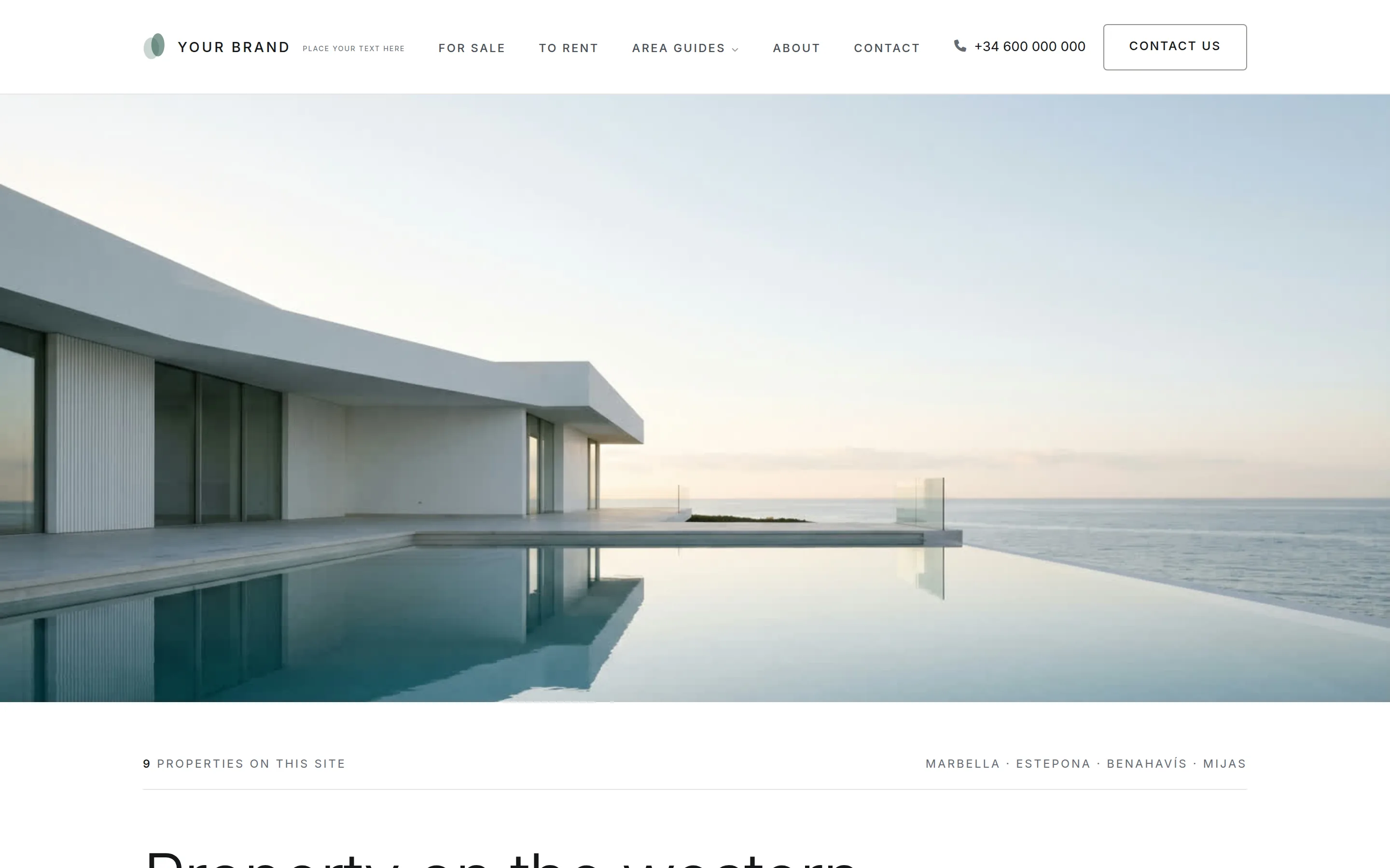 Blanca template, home page on a desktop screen